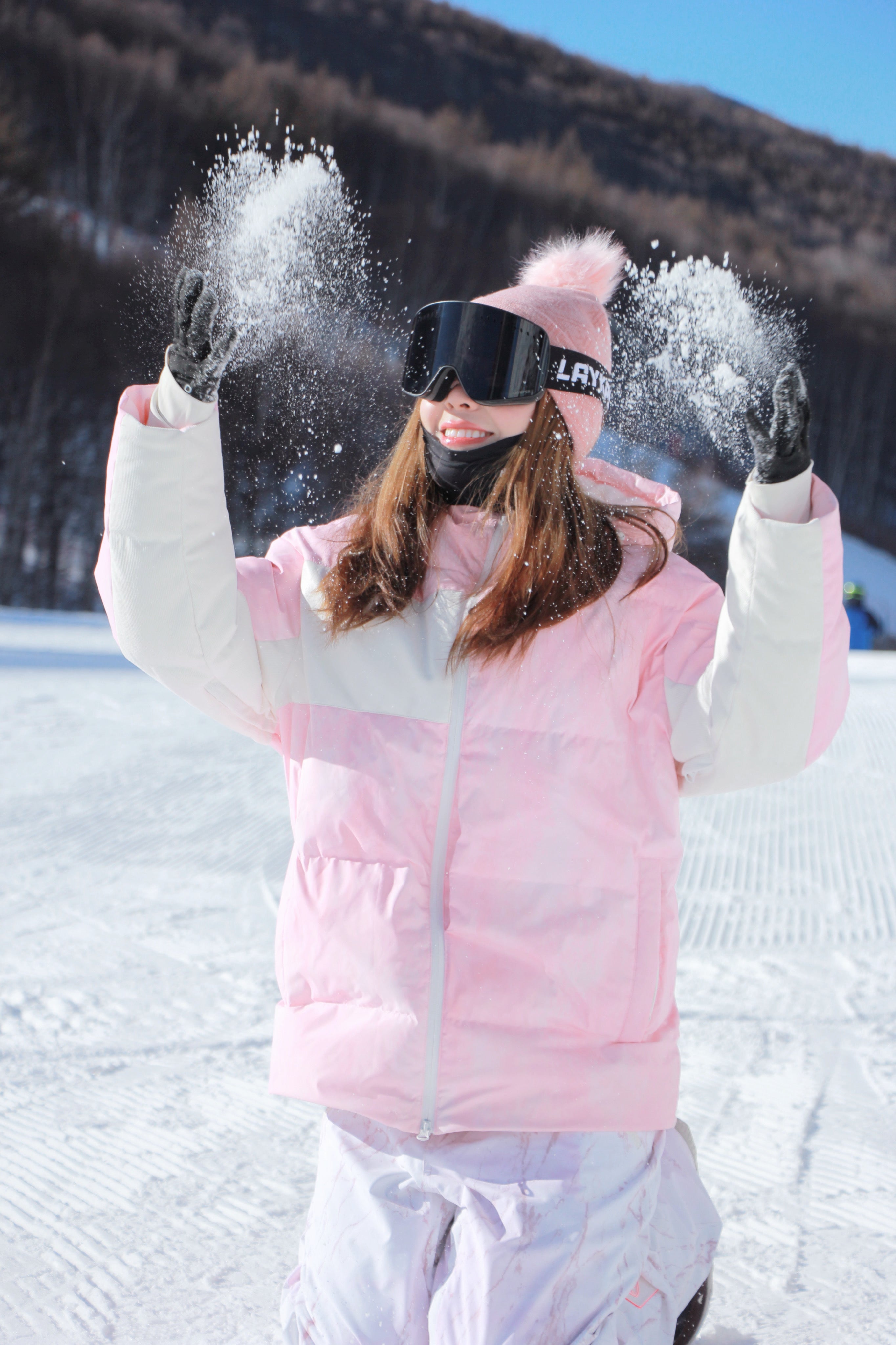 RandomPow Waterproof Blending Mens/Womens Down Jacket Pink