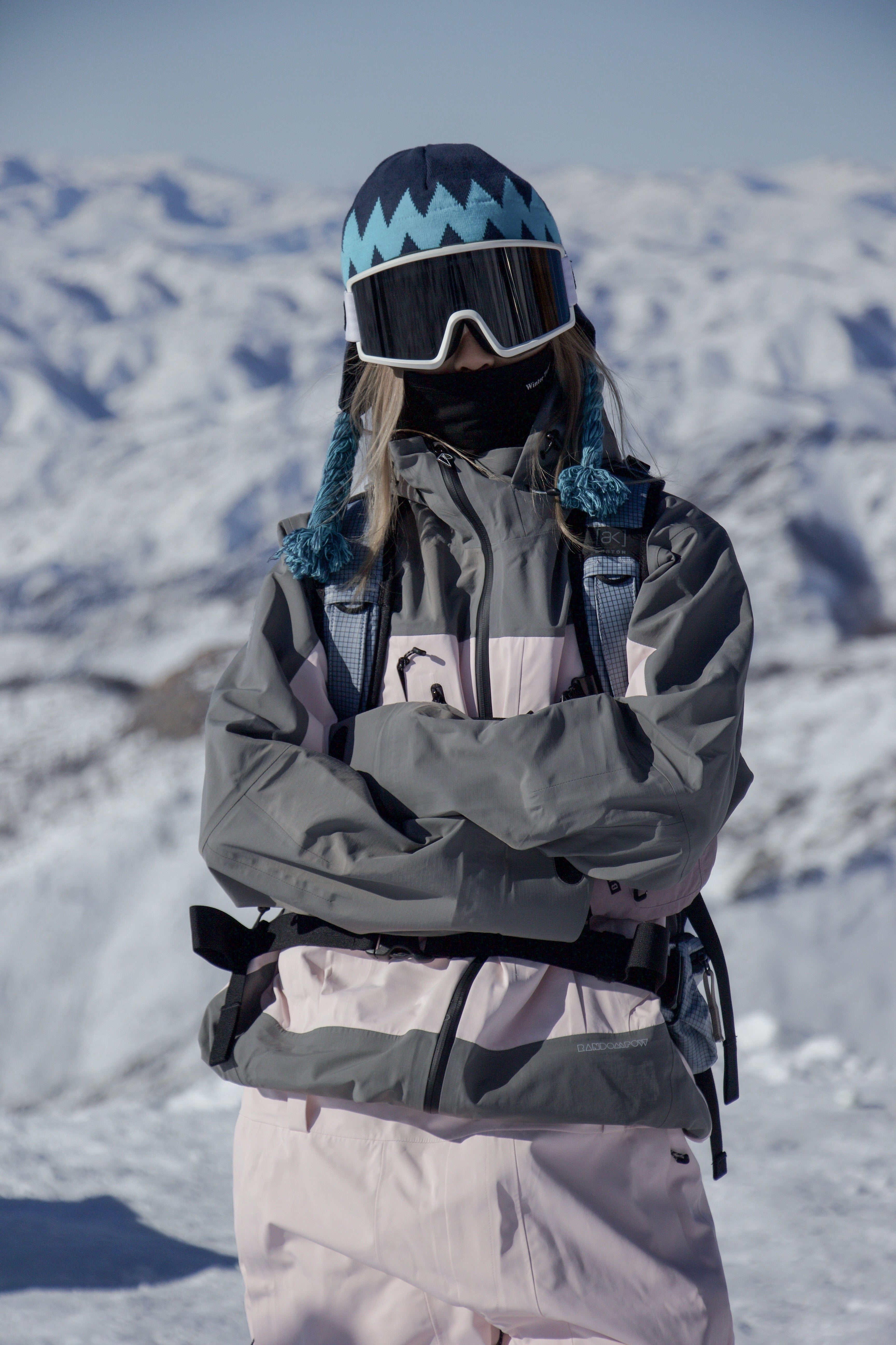 RandomPow Pink Gray 3L Pro Backcountry Snow Jacket - Unisex