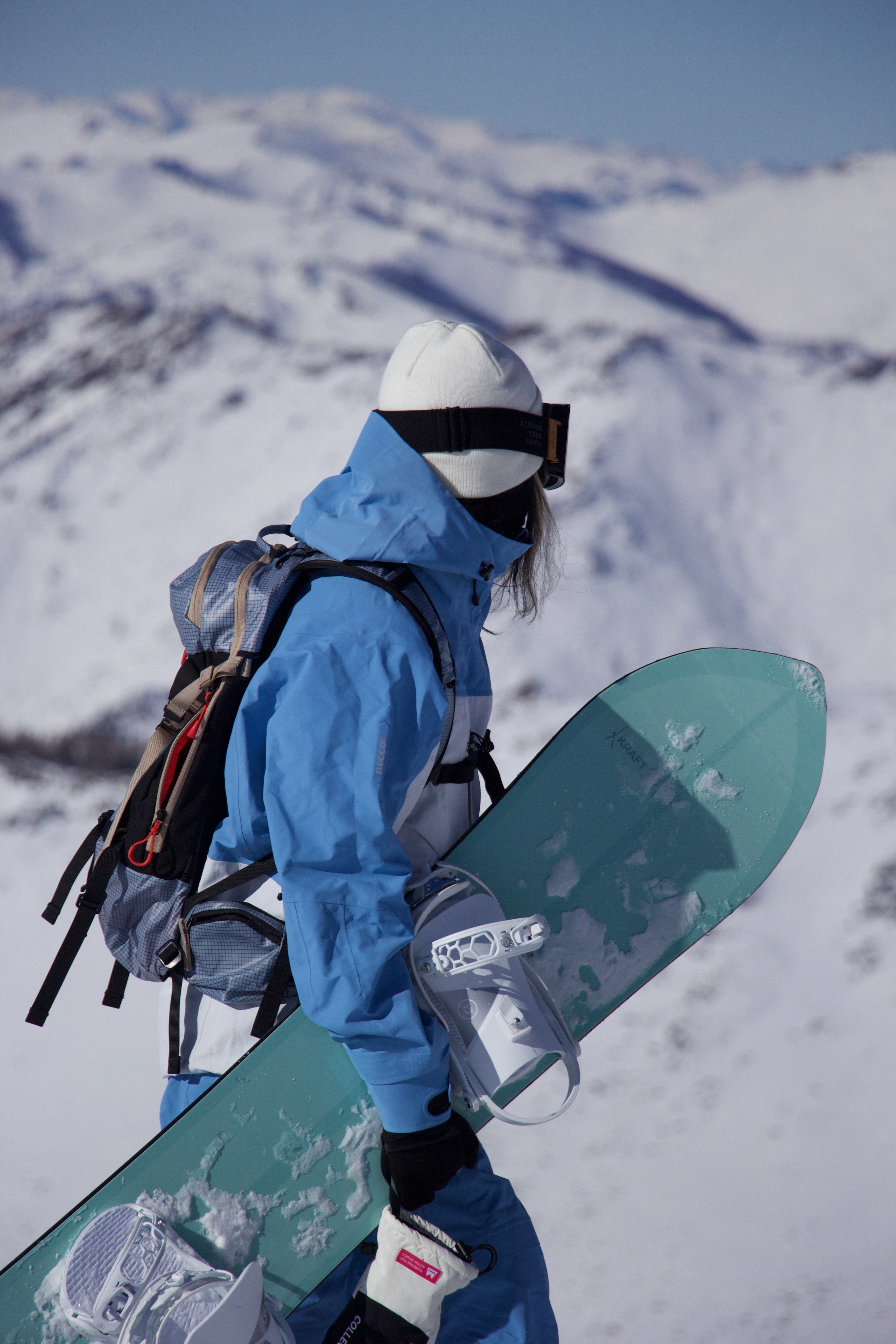 RandomPow Blue&White Color 3L Pro Backcountry Snow Jacket Snow Bibs- Unisex