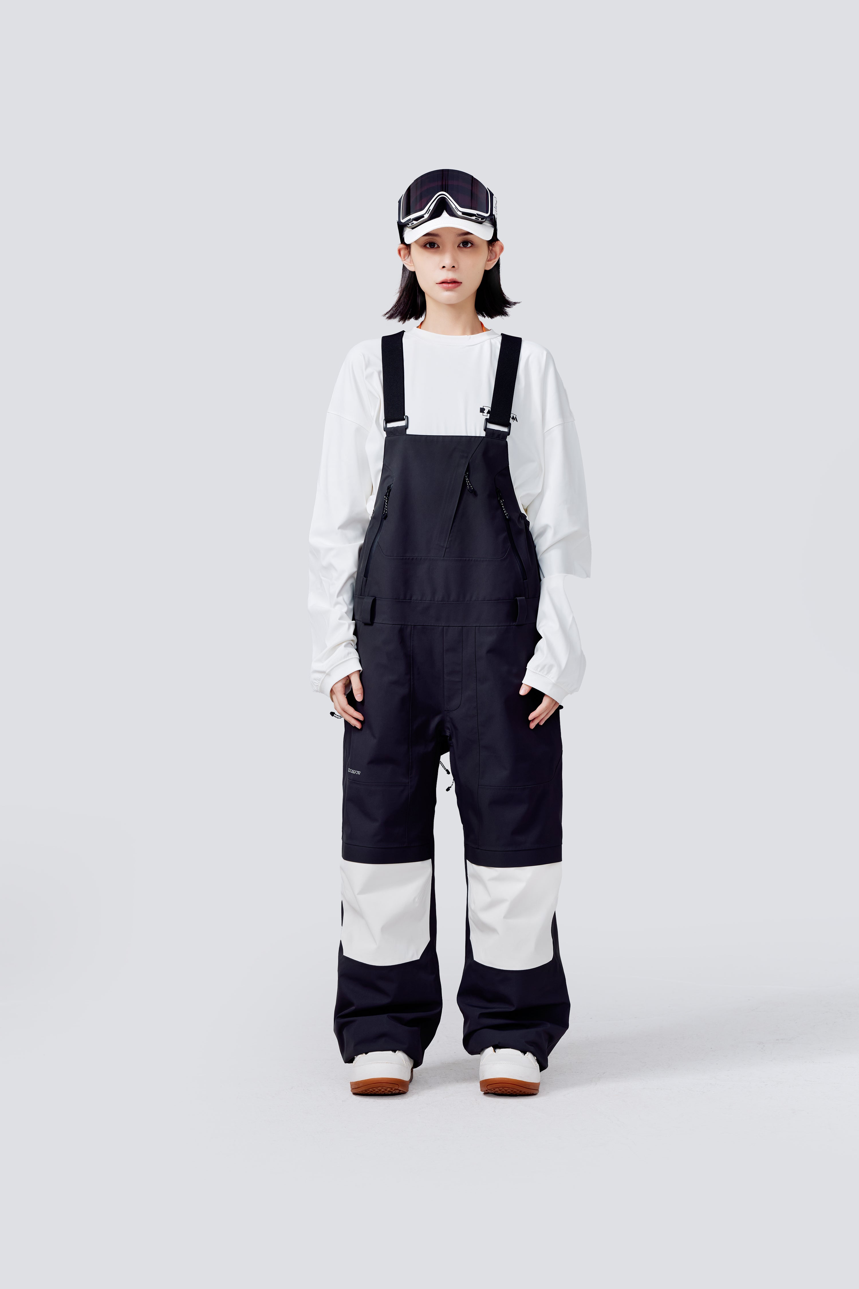 RandomPow Black&White Panda Colorblock 3L Pro Backcountry Snow Jacket Snow Bibs Snow Pants - Unisex