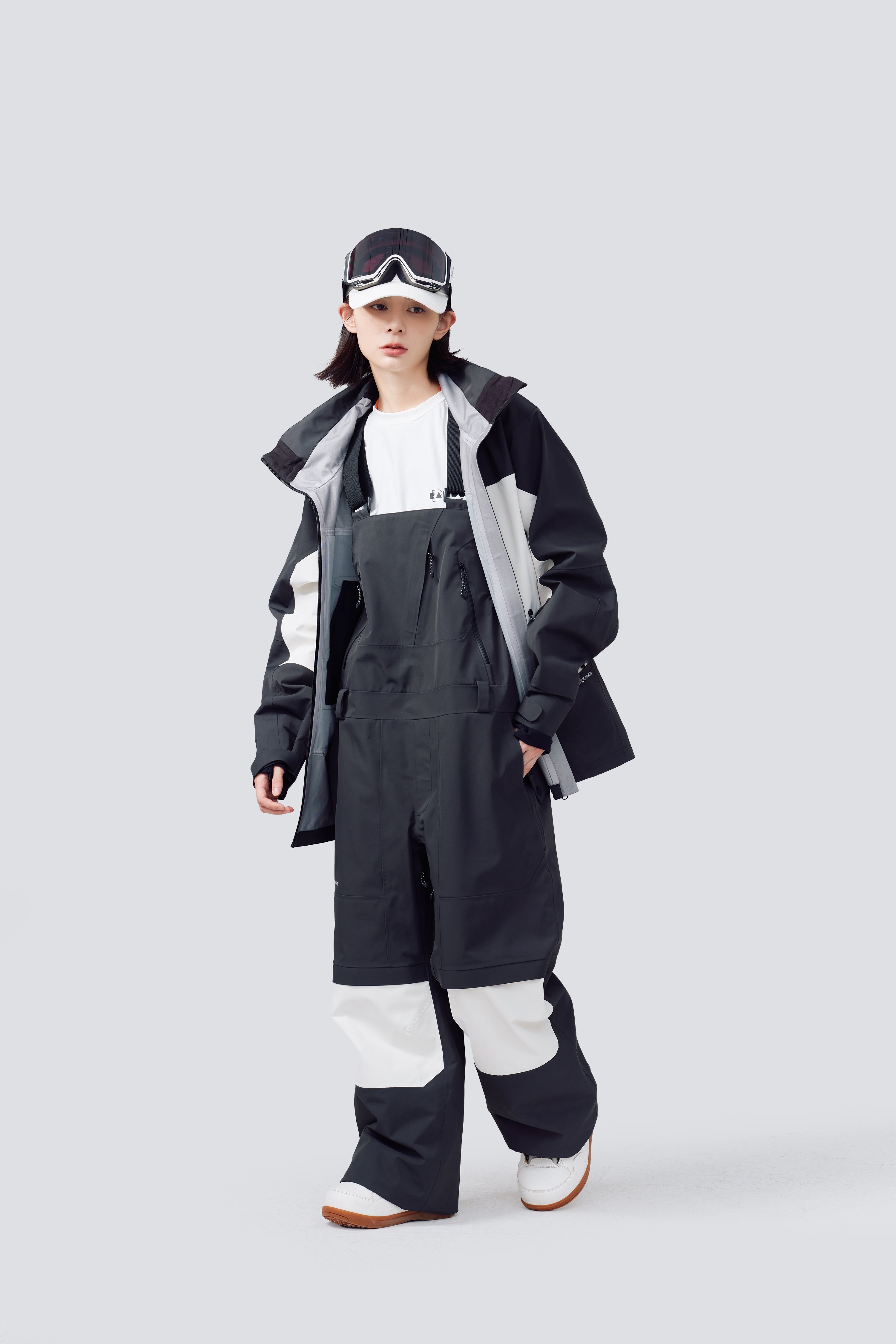 RandomPow Black&White Panda Colorblock 3L Pro Backcountry Snow Jacket Snow Bibs Snow Pants - Unisex