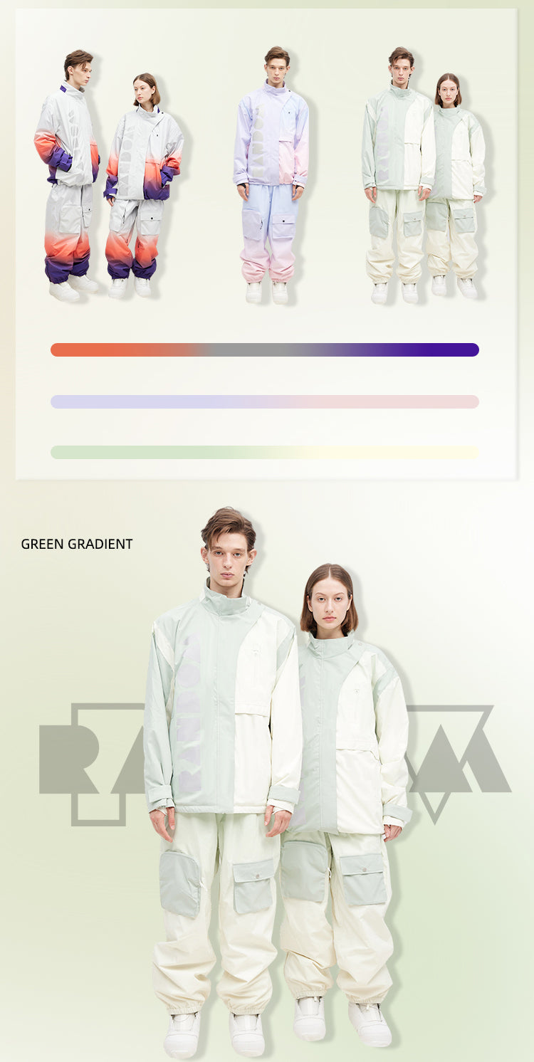 RandomPow Unisex Ombré Snow Jacket Green