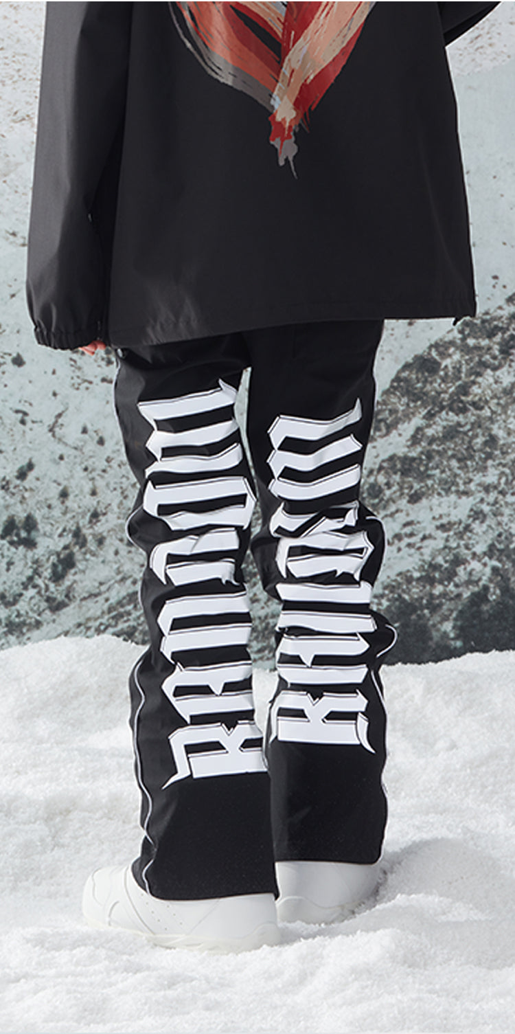 RandomPow Signature Reflective Print Regular Fit Snow Pants Black