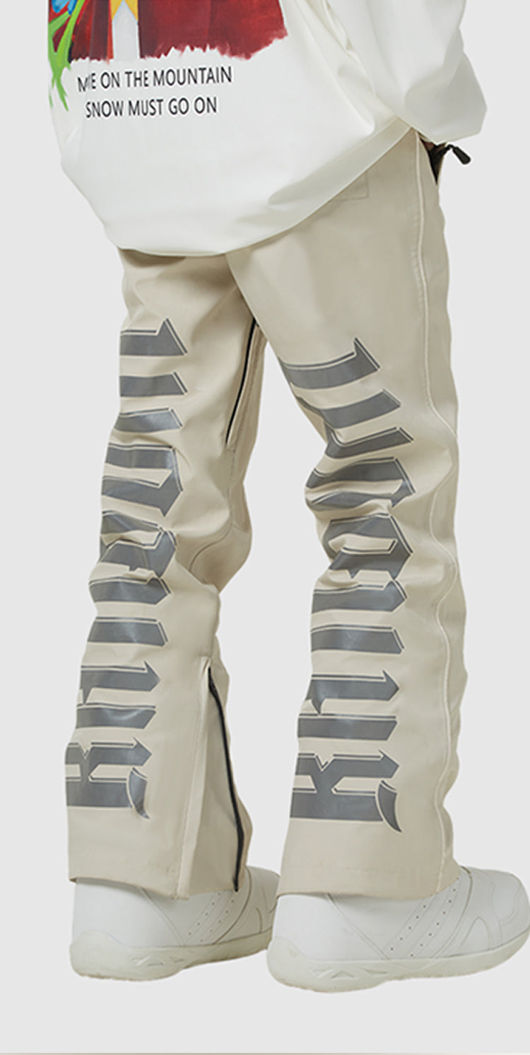 RandomPow Signature Reflective Print Regular Fit Snow Pants Khaki