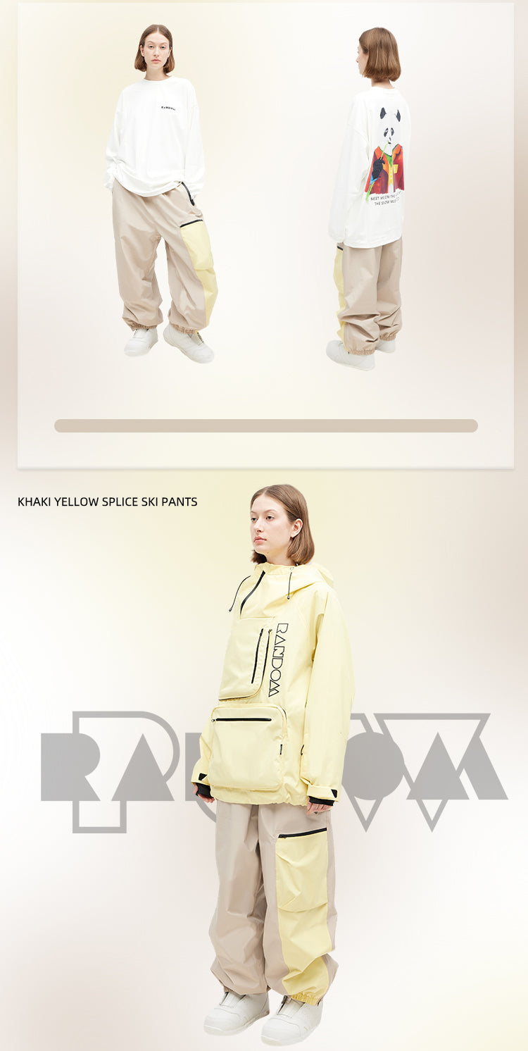 RandomPow All Purpose Unisex Baggy Snow Pants YellowGrey