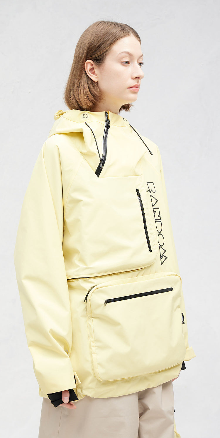 RandomPow Pullover Hooded Unisex Snow Jacket Yellow