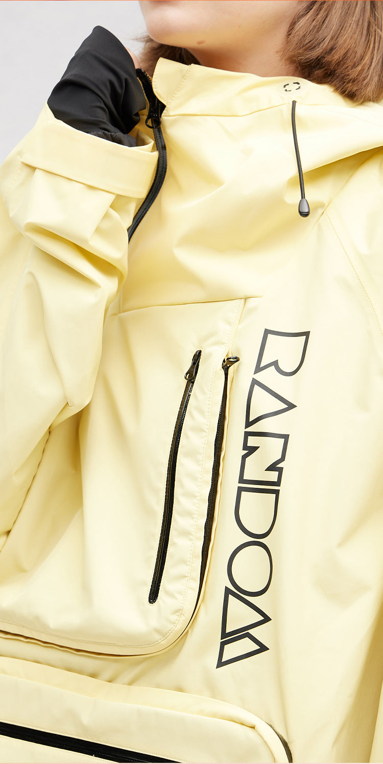 RandomPow Pullover Hooded Unisex Snow Jacket Yellow