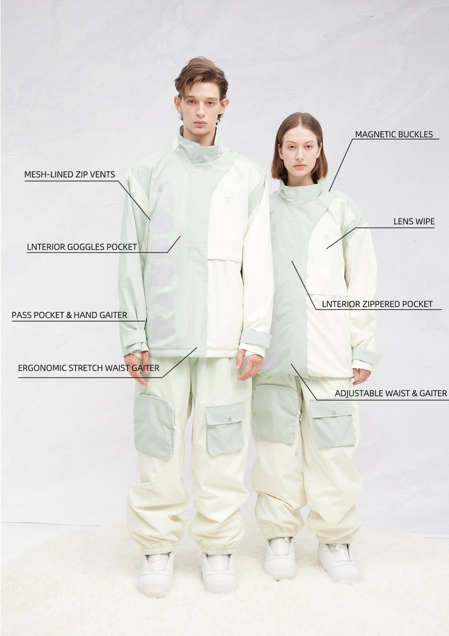 RandomPow Unisex Ombré Snow Suit Green