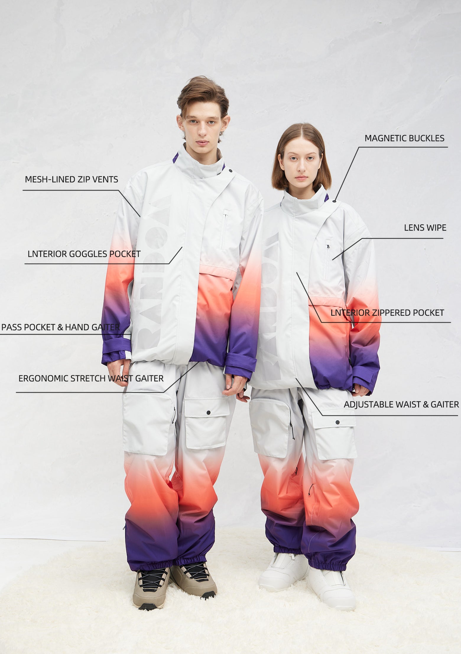 RandomPow Oversized Laser Snow Jacket Unisex